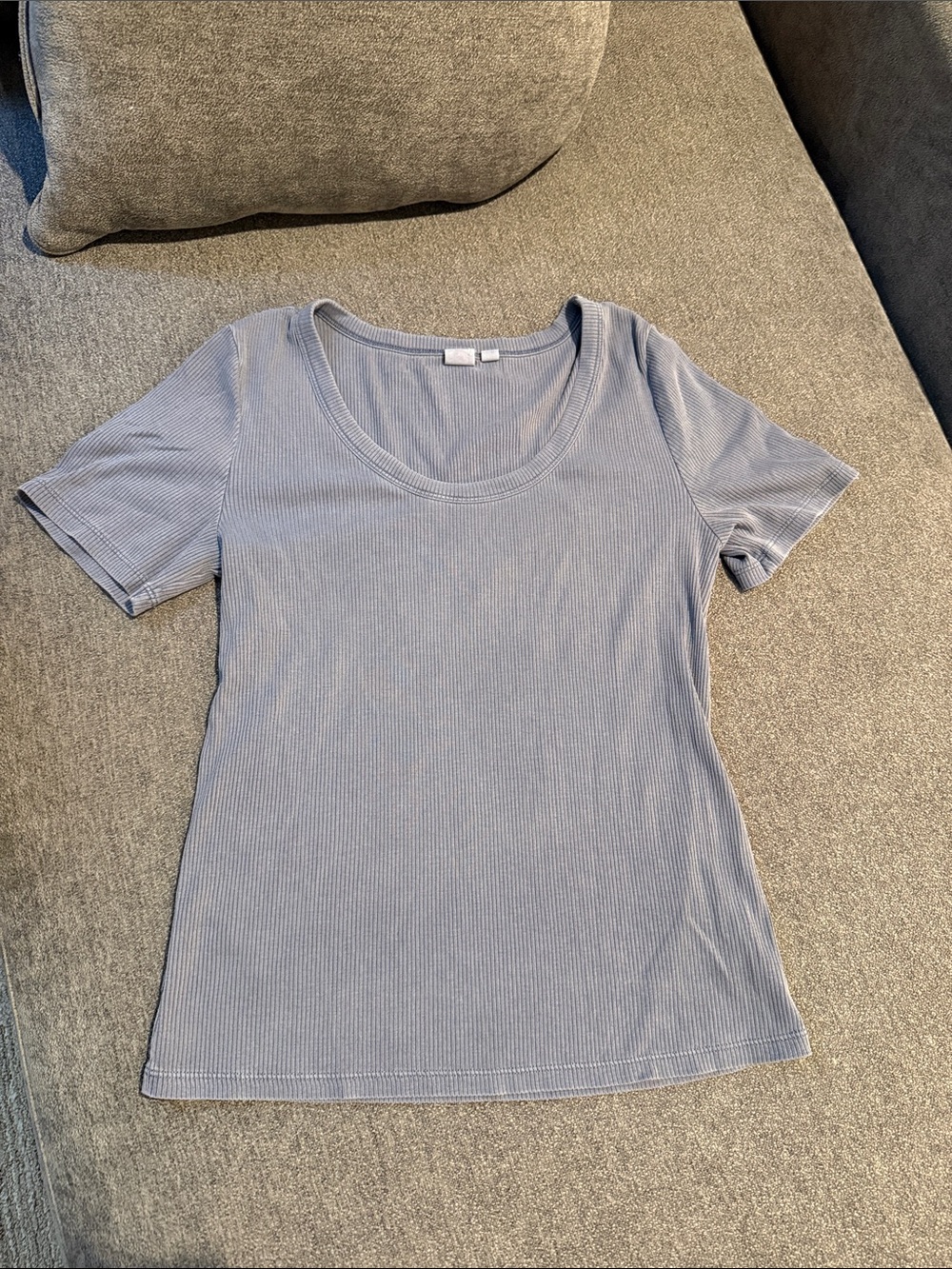 GAP Ribbed Scoop Neck Short Sleeve Tee - Light Blue